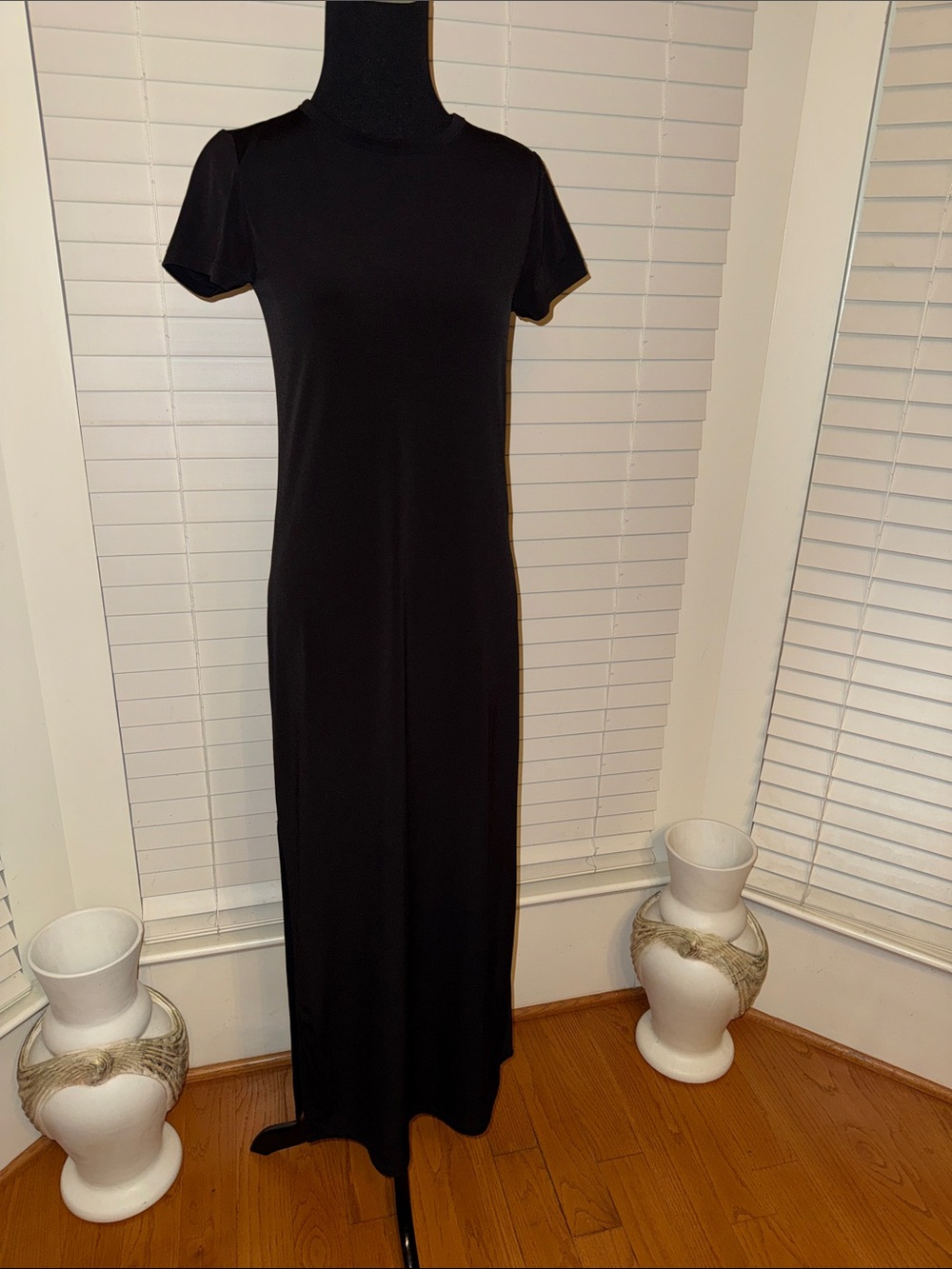 Michael Kors Black Short-Sleeve Maxi Dress Tunic Size XS